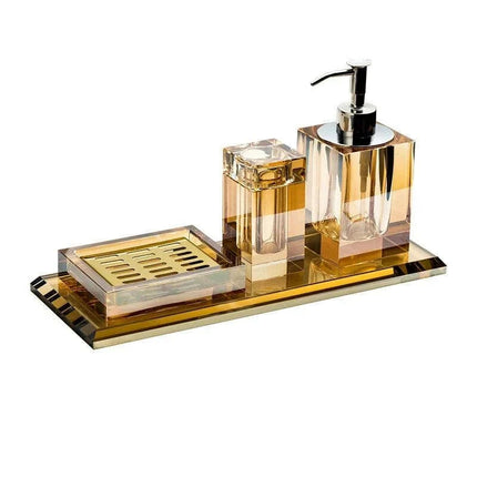 Sophisticated Square Hotel Glass Soap Dispenser with Polished Silver Pump for Contemporary Bathrooms - Très Elite- Très Elite