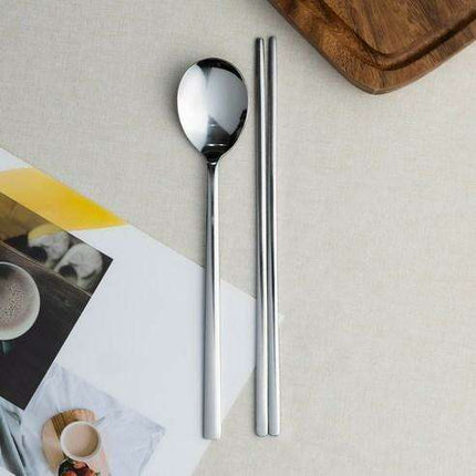 Sophisticated Stainless Steel Dining Utensil Set with 10 Pairs of Chopsticks and Spoons - Très Elite