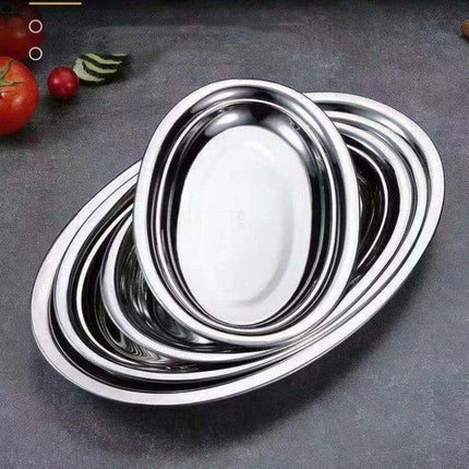 Sophisticated Stainless Steel Oval Serving Plates for an Exquisite Dining Experience - Très Elite
