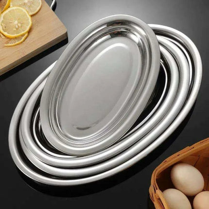 Sophisticated Stainless Steel Oval Serving Plates for an Exquisite Dining Experience - Très Elite
