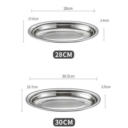 Sophisticated Stainless Steel Oval Serving Plates for an Exquisite Dining Experience - Très Elite