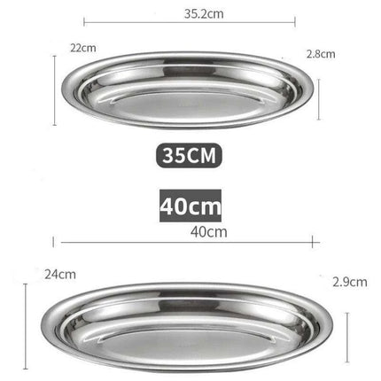 Sophisticated Stainless Steel Oval Serving Plates for an Exquisite Dining Experience - Très Elite