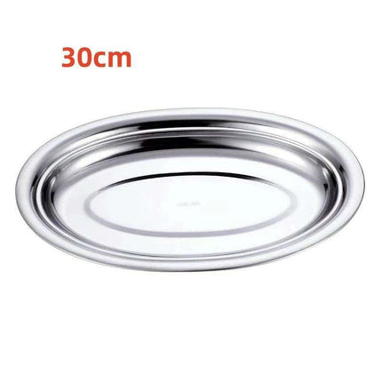 Sophisticated Stainless Steel Oval Serving Plates for an Exquisite Dining Experience..
