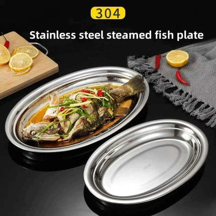 Sophisticated Stainless Steel Oval Serving Plates for an Exquisite Dining Experience - Très Elite