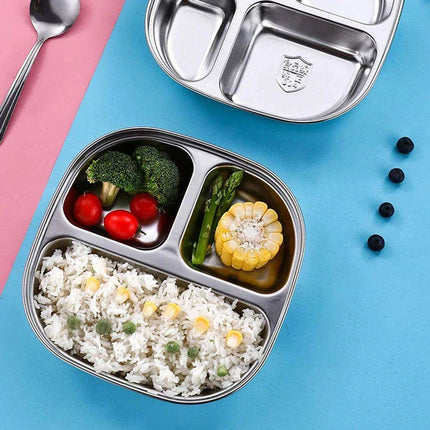 Sophisticated Stainless Steel Sectioned Plate for Gourmet Dining - Très Elite