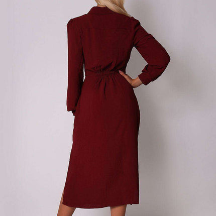 Sophisticated Tie-Front Midi Dress with Button-Up Detail by Ax Paris - Très Elite