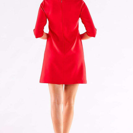 Sophisticated Trapezoidal Hem Mini Dress with Elegant Zipper Back - Très Elite