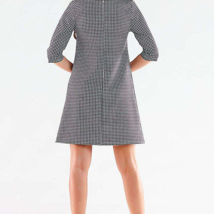 Sophisticated Trapezoidal Hem Mini Dress with Elegant Zipper Back - Très Elite
