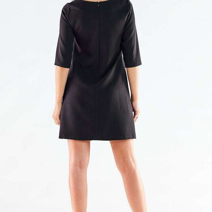 Sophisticated Trapezoidal Hem Mini Dress with Elegant Zipper Back - Très Elite