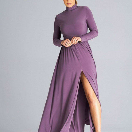 Sophisticated Turtleneck Flared Maxi Dress for Effortless Daytime Style - Très Elite