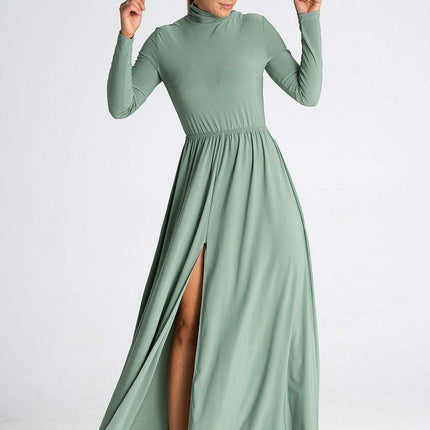 Sophisticated Turtleneck Flared Maxi Dress for Effortless Daytime Style - Très Elite