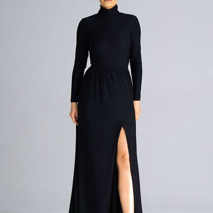 Sophisticated Turtleneck Flared Maxi Dress for Effortless Daytime Style - Très Elite