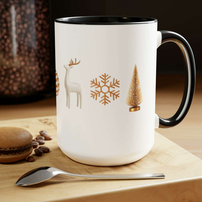 Sophisticated Two-Tone Ceramic Coffee Mugs - Luxe Indulgence Series