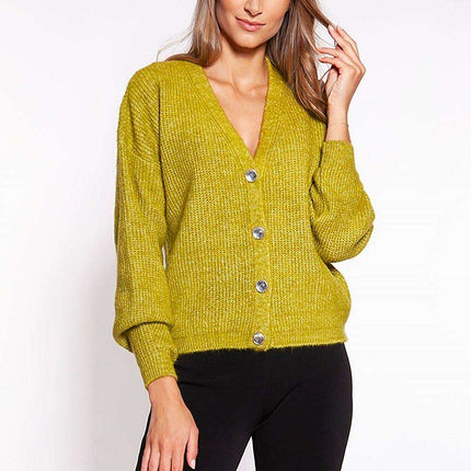 Sophisticated Unbuttoned Cardigan with Pointed Neckline