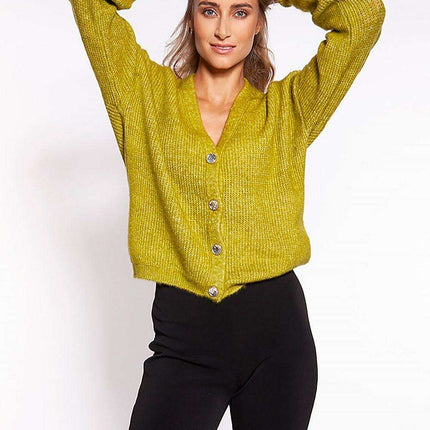 Sophisticated Unbuttoned Cardigan with Pointed Neckline - Très Elite