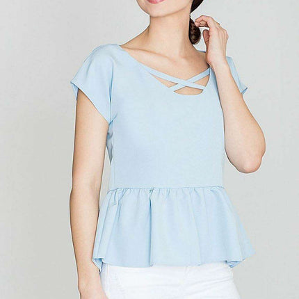 Sophisticated V-Neck Blouse with Crossed Detail - Très Elite
