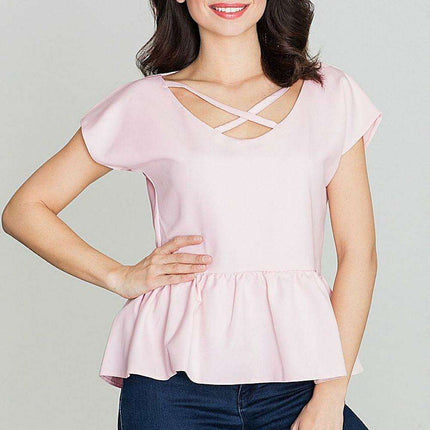 Sophisticated V-Neck Blouse with Crossed Detail - Très Elite