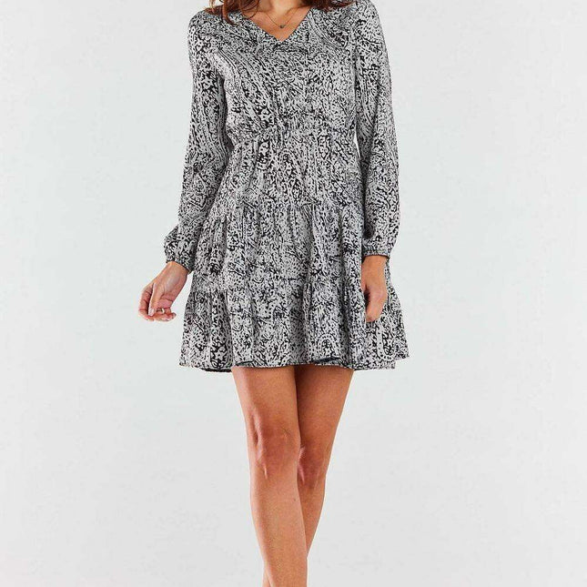 Sophisticated V-Neck Long Sleeve A470 Mini Dress