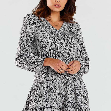 Sophisticated V-Neck Long Sleeve A470 Mini Dress