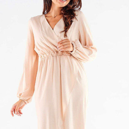 Sophisticated V-Neck Long-Sleeve Gala Dress