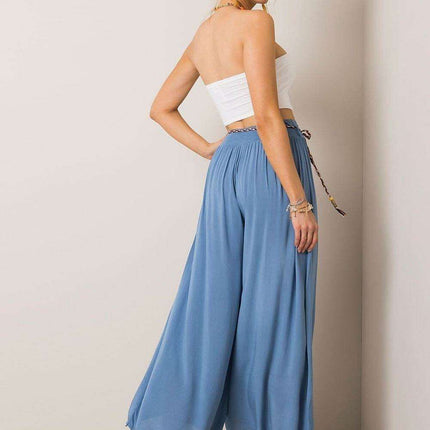 Sophisticated Viscose High-Waisted Wide Leg Trousers with Stylish Tie Belt - Très Elite
