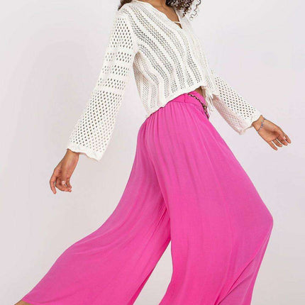 Sophisticated Viscose High-Waisted Wide Leg Trousers with Stylish Tie Belt - Très Elite