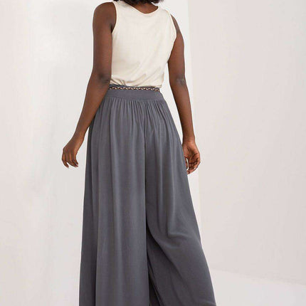 Sophisticated Viscose High-Waisted Wide Leg Trousers with Stylish Tie Belt - Très Elite
