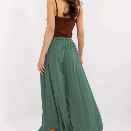 Sophisticated Viscose High-Waisted Wide Leg Trousers with Stylish Tie Belt - Très Elite