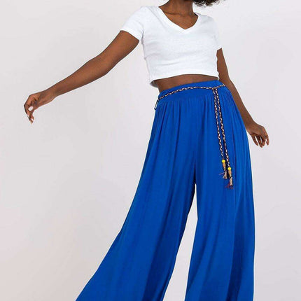 Sophisticated Viscose High-Waisted Wide Leg Trousers with Stylish Tie Belt - Très Elite