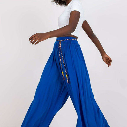Sophisticated Viscose High-Waisted Wide Leg Trousers with Stylish Tie Belt - Très Elite