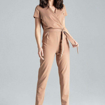 Sophisticated Waist-Tie Jumpsuit for Effortless Style - Très Elite