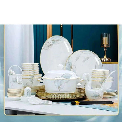 Sophisticated White Ceramic Dining Essentials Set..
