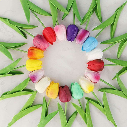 Sophisticated White Tulip Faux Floral Set - 10 Realistic Stems for Elegant Home Styling - Très Elite