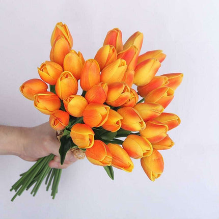 Sophisticated White Tulip Faux Floral Set - 10 Realistic Stems for Elegant Home Styling - Très Elite