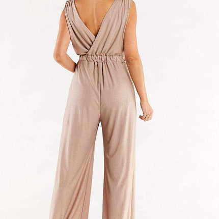 Sophisticated Wide Leg Jumpsuit Ensemble with Stylish Envelope Top - Exquisite Polish Craftsmanship - Très Elite