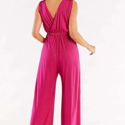 Sophisticated Wide Leg Jumpsuit Ensemble with Stylish Envelope Top - Exquisite Polish Craftsmanship - Très Elite