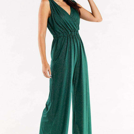 Sophisticated Wide Leg Jumpsuit Ensemble with Stylish Envelope Top - Exquisite Polish Craftsmanship - Très Elite