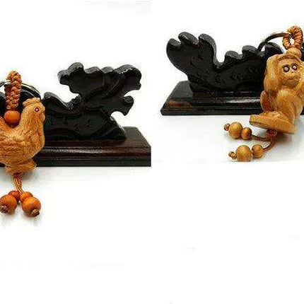 Sophisticated Wooden Keychain Set of the 12 Chinese Zodiac Signs