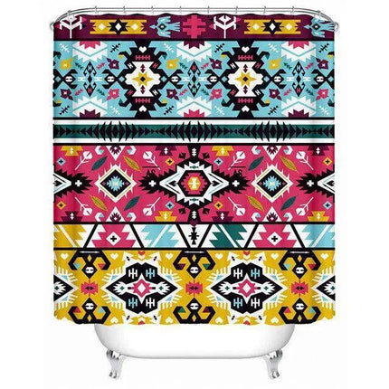 Southwestern Geometric Waterproof Bath Curtain - Très Elite- Très Elite