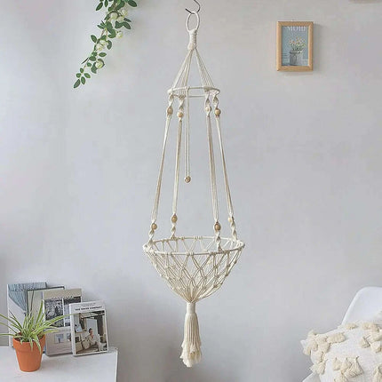 Spacious Macrame Pet Hammock - Stylish Hanging Swing Bed for Cats and Dogs, Cozy Home Accessory, Perfect Gift for Furry Friends - Très Elite