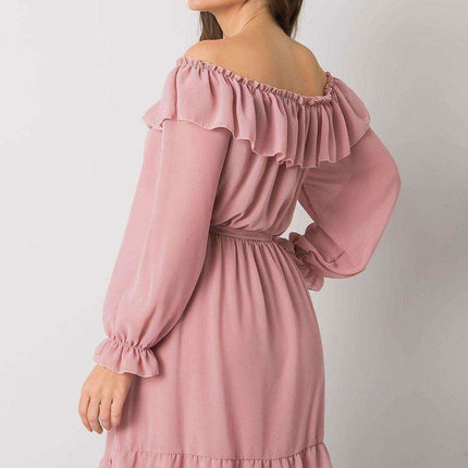 Spanish Chic Frilly Waist-Tie Daydress with Long Sleeves - Très Elite