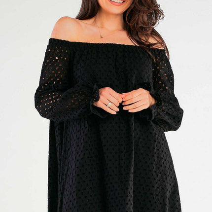 Spanish-Inspired Flared Cotton Daydress with Elastic Details - Très Elite
