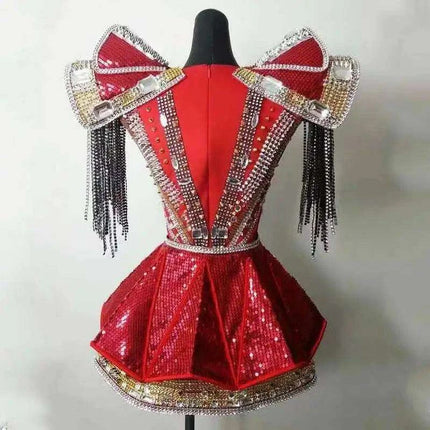 Sparkling Bespoke Crystal-Studded Bodysuit for DJs and Stage Performers - Très Elite
