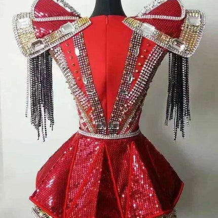 Sparkling Bespoke Crystal-Studded Bodysuit for DJs and Stage Performers - Très Elite