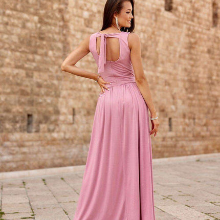 Sparkling Brocade Evening Gown with Elegant V-Neck Design - Très Elite