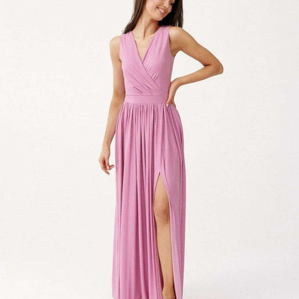 Sparkling Brocade Evening Gown with Elegant V-Neck Design - Très Elite