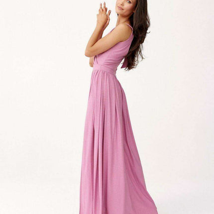 Sparkling Brocade Evening Gown with Elegant V-Neck Design - Très Elite