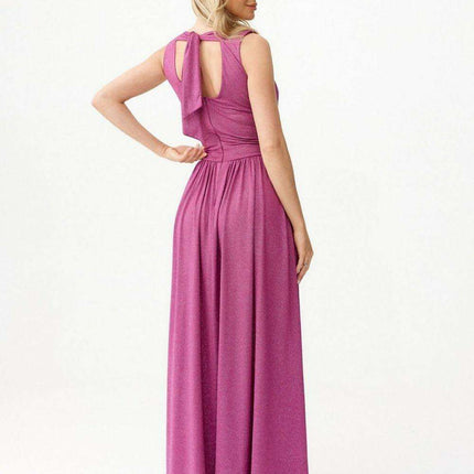 Sparkling Brocade Evening Gown with Elegant V-Neck Design - Très Elite