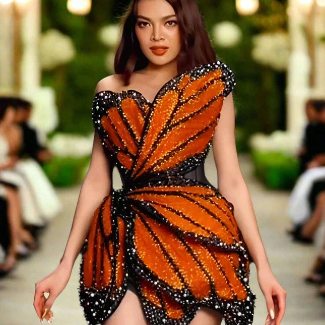 Sparkling Butterfly Sequin Mini Dress - Your Must-Have Party Attire for 2023