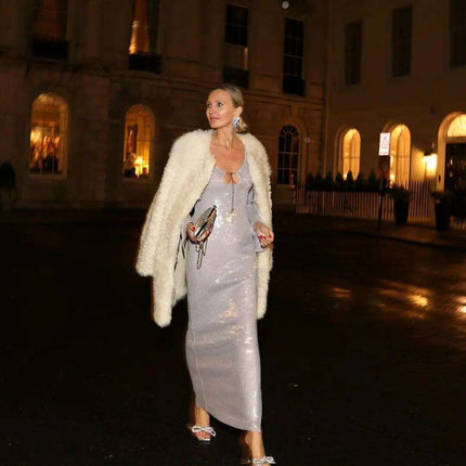 Sparkling Mint Green Long Sleeve Maxi Dress - Elegant Evening Gown for Women - Très Elite